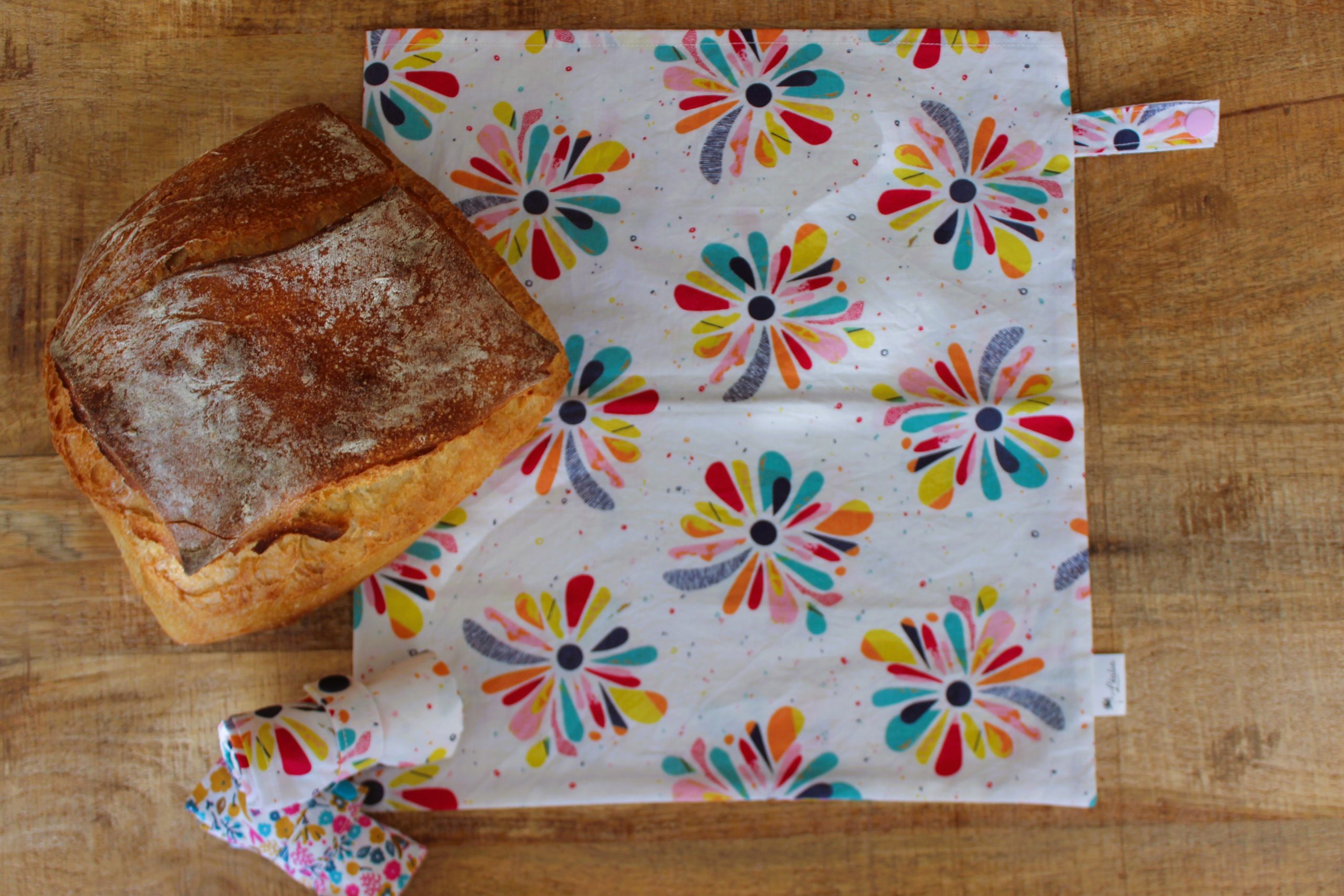 sac à pain floral multicolore