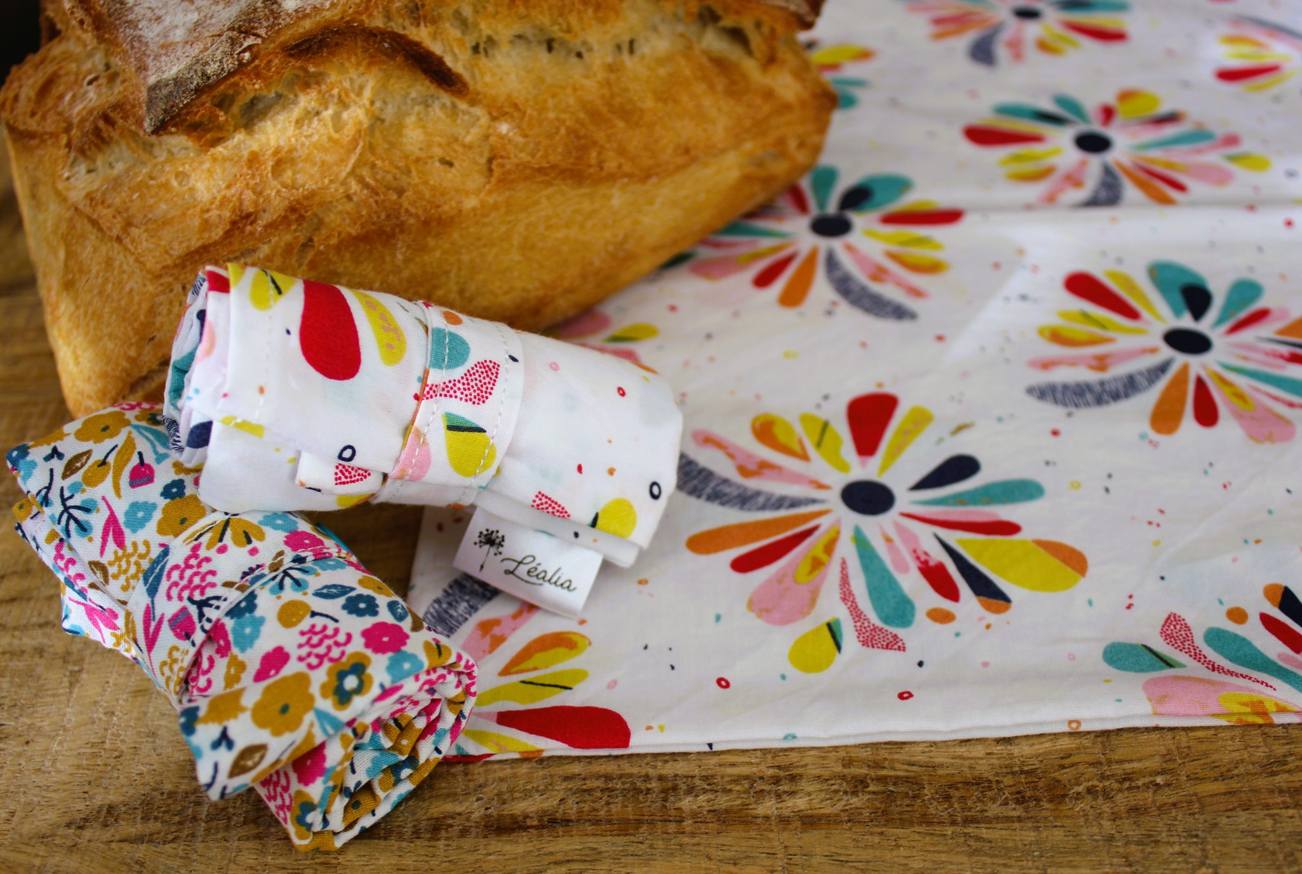 sac à pain floral multicolore