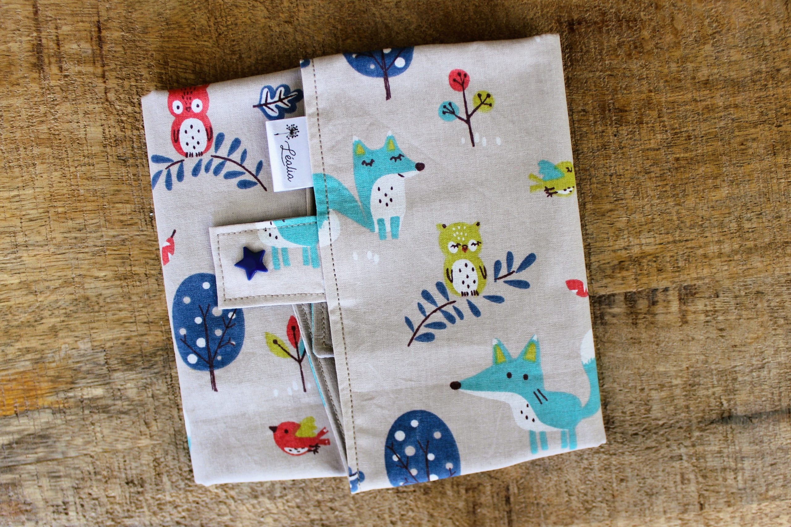 pochette à sandwich pain de mie hiver renard hibou oiseau