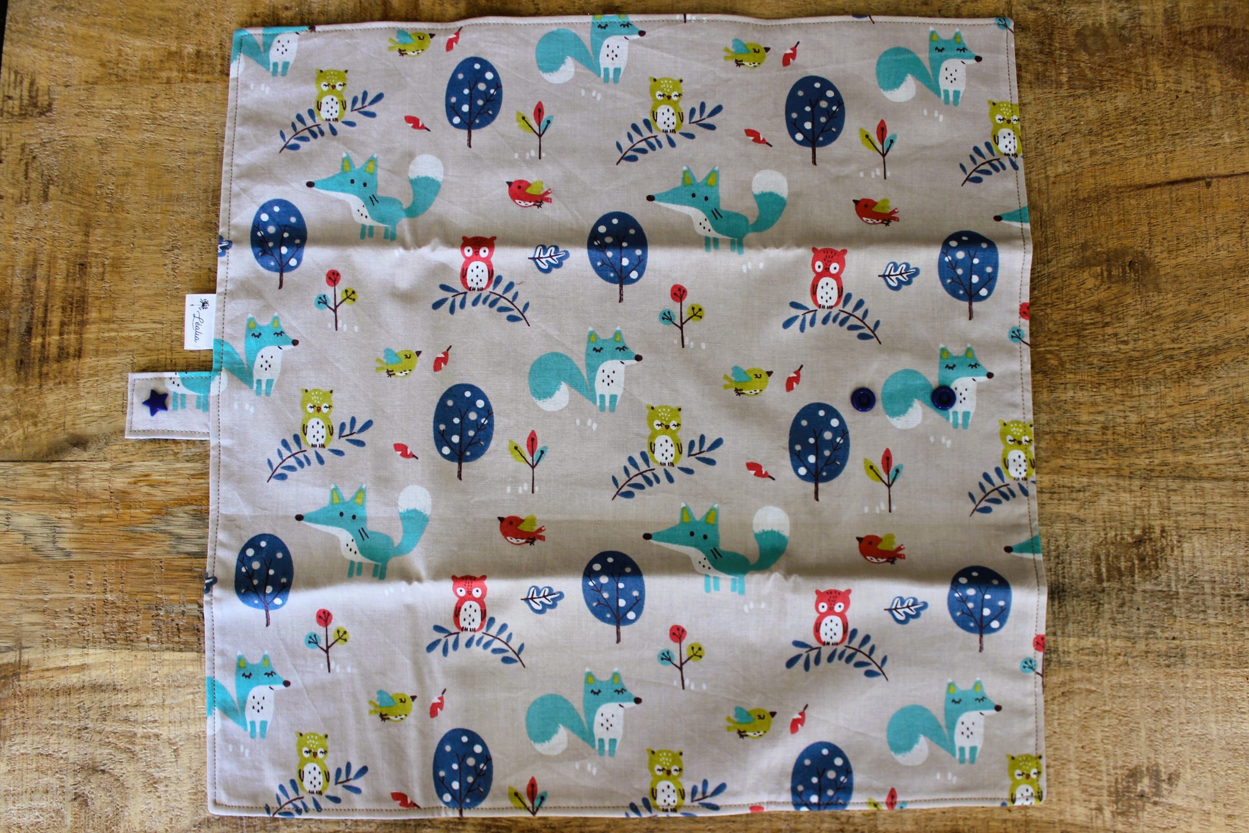 pochette à sandwich pain de mie hiver renard hibou oiseau