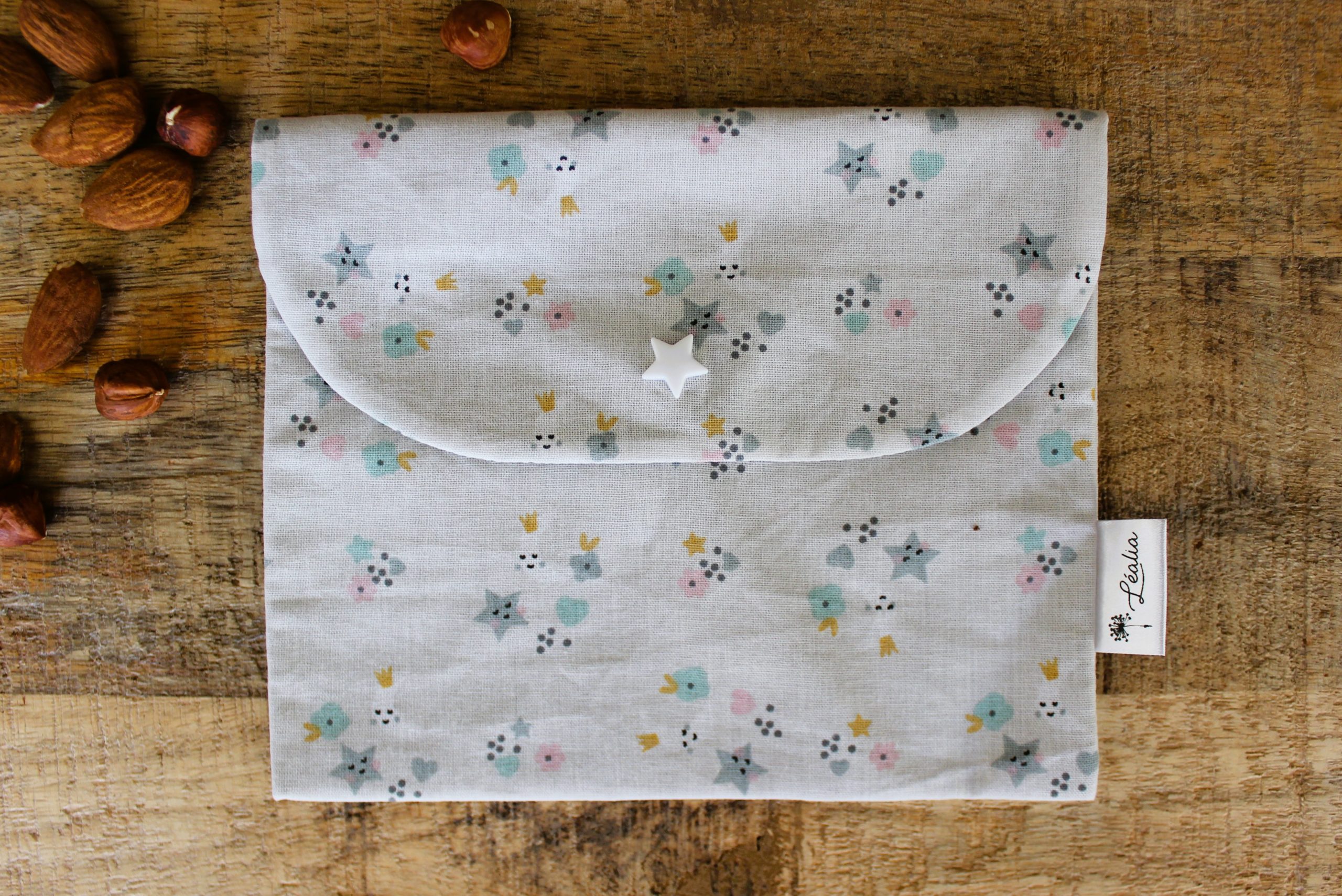 Pochette à goûter gris étoile lune
