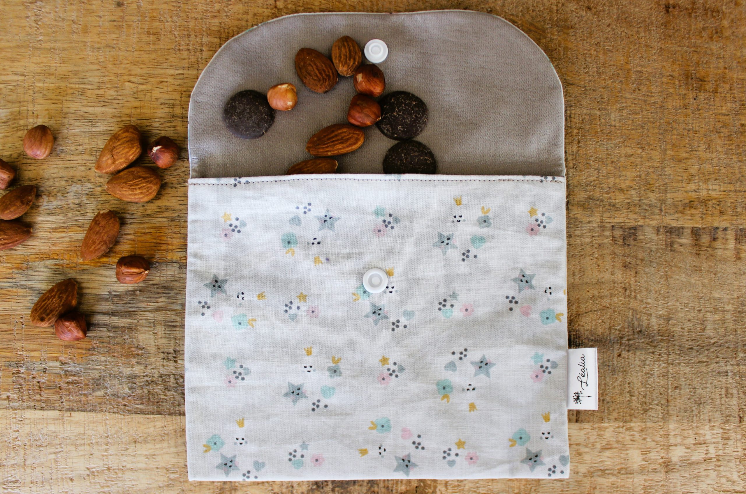 Pochette à goûter gris étoile lune