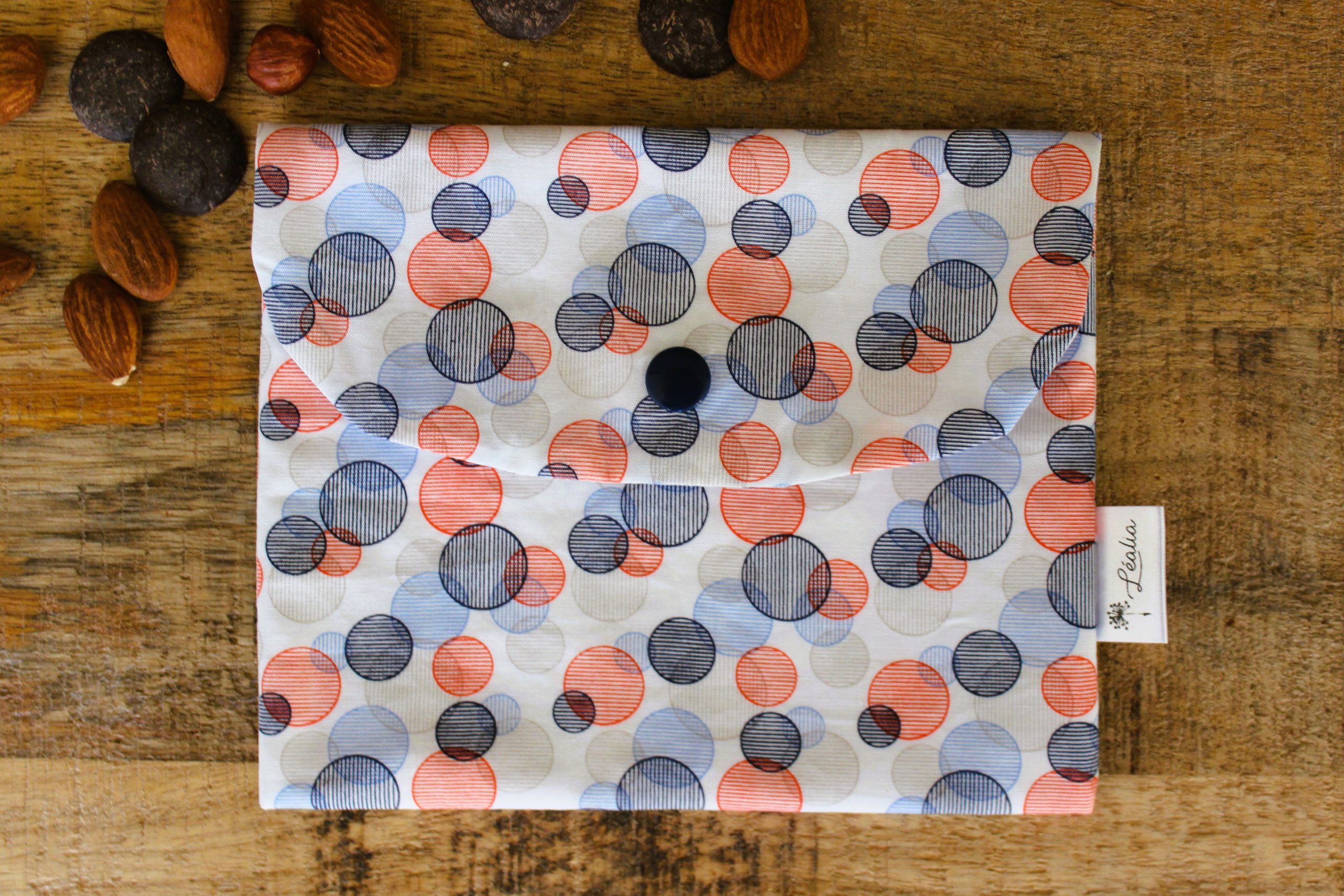 Pochette à goûter bleu rouge bulle