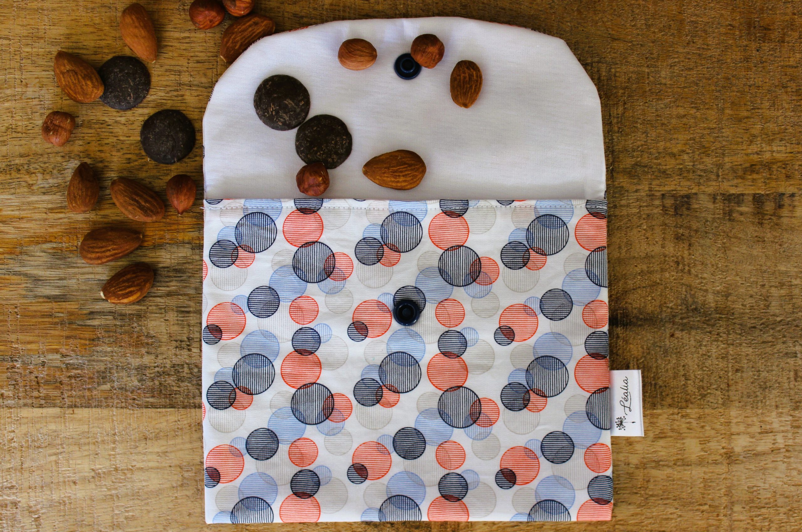 Pochette à goûter bleu rouge bulle