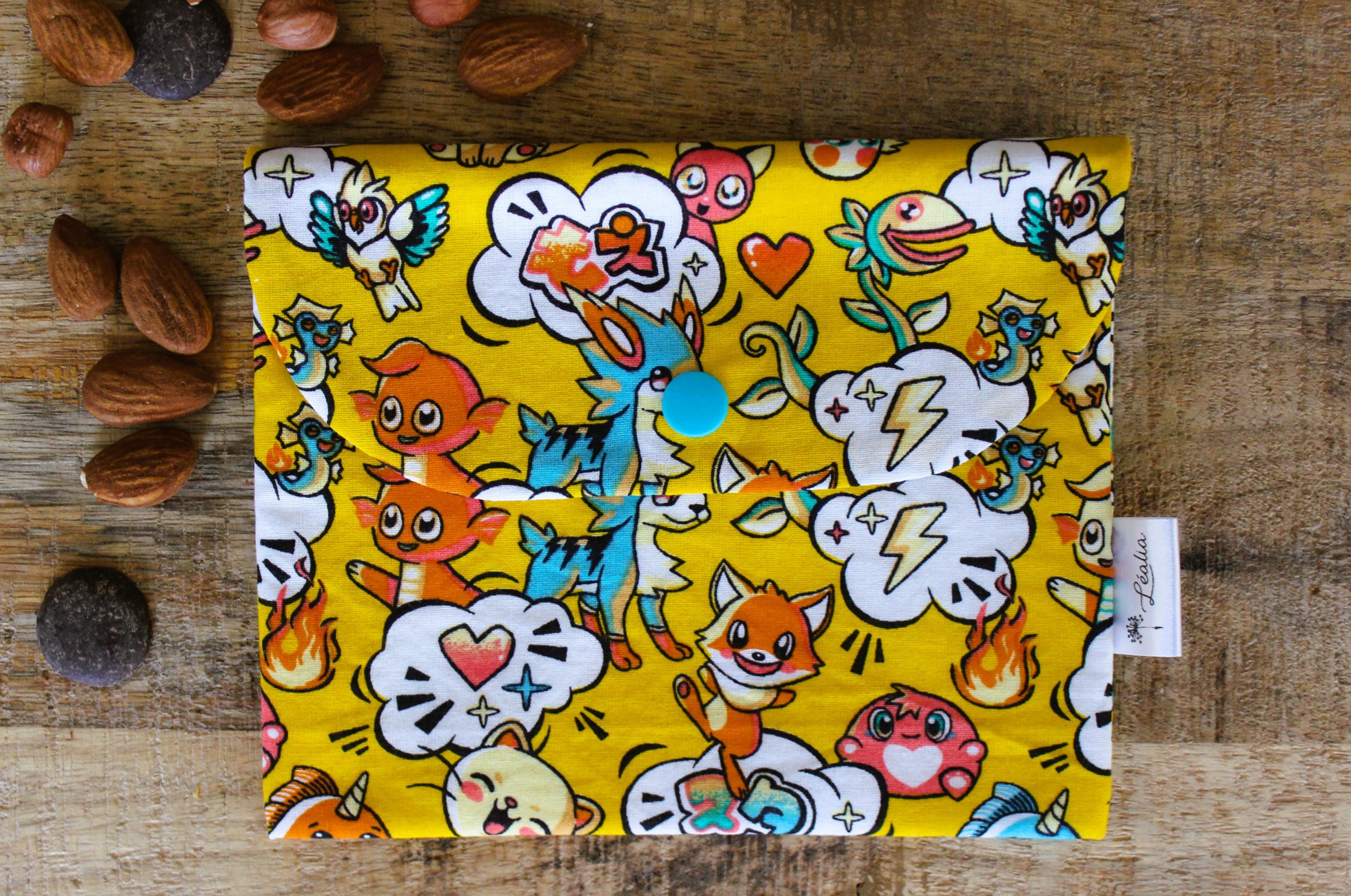 Pochette à goûter manga chat renard narval
