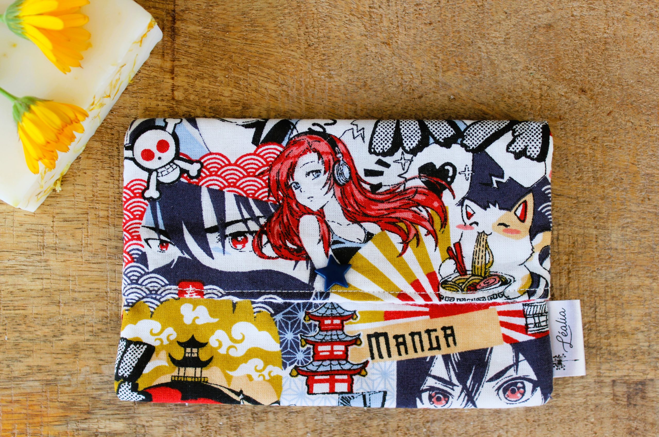 pochette à savon et shampoing solide manga marine tête de mort