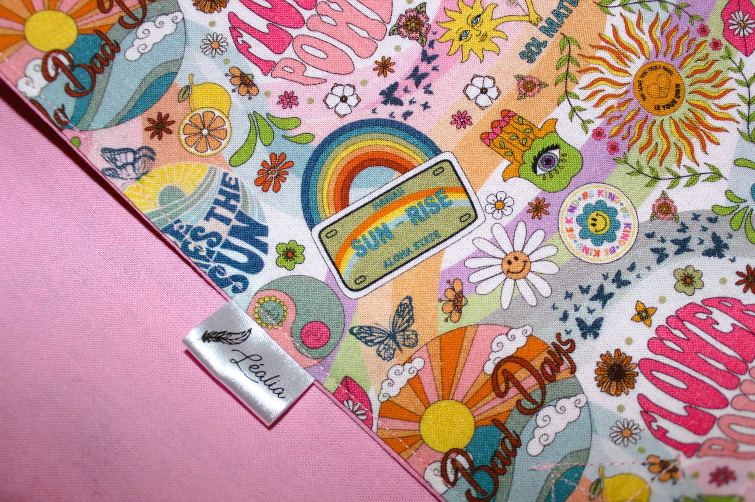 sac à tarte hippie rose moutarde